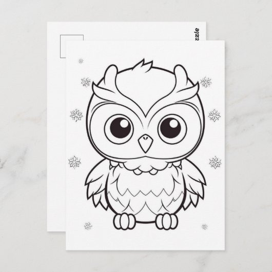 Feestelijke uil kinder kleurstof briefkaart (Voorkant / Achterkant)