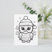 Feestelijke uil kinder kleurstof briefkaart (Staand voorkant)