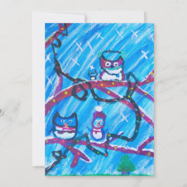 feestelijke uilen feestdagenkaart