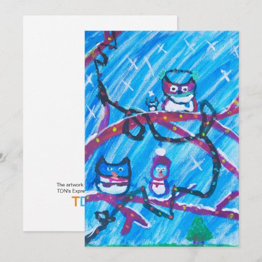 feestelijke uilen feestdagenkaart (Voorkant / Achterkant)