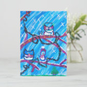 feestelijke uilen feestdagenkaart (Staand voorkant)