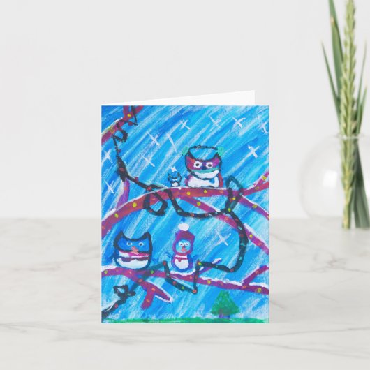 feestelijke uilen kaart (Voorkant)