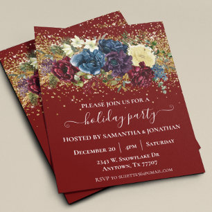 Feestelijke Uitnodiging Gouden Confetti Winter Blo Flyer