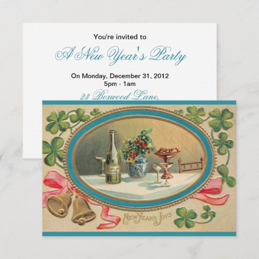 feestelijke uitnodiging nieuwjaarsfeest (Voorkant / Achterkant)