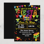 Feestelijke uitnodiging voor Cinco De Mayo Mexicaa (Voorkant / Achterkant)