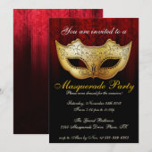 Feestelijke uitnodiging voor gemaskerd bal (Voorkant / Achterkant)