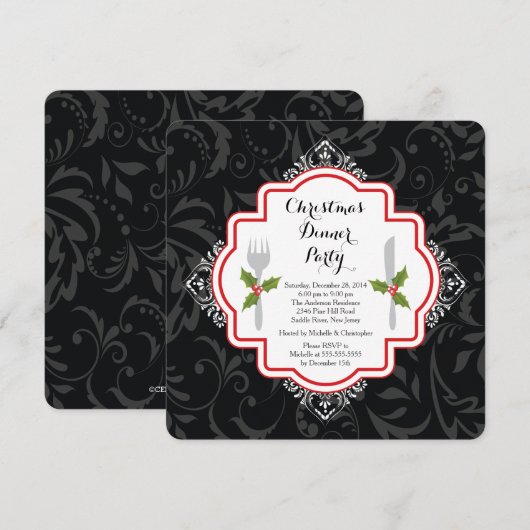 feestelijke uitnodiging voor kerstfeestelijke fees (Voorkant / Achterkant)