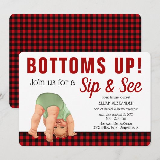 Feestelijke uitnodigingen voor 'Boy Sip and See Ba (Voorkant / Achterkant)