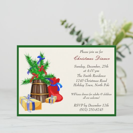 Feestelijke uitnodigingen voor kerstfeest (Staand voorkant)