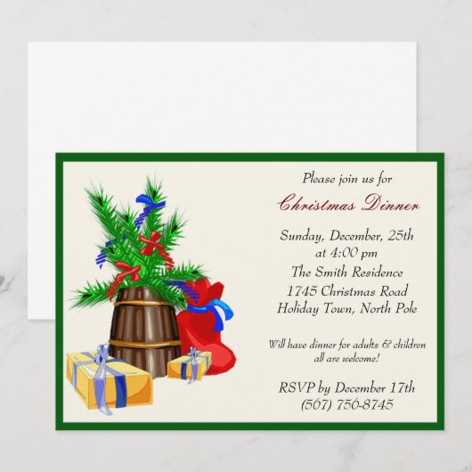 Feestelijke uitnodigingen voor kerstfeest (Voorkant / Achterkant)