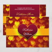 Feestelijke uitnodigingen voor Red Heart Engagemen (Voorkant / Achterkant)