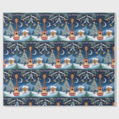 Feestelijke Ukulele Muziekinstrument Sneeuw Kerstm Cadeaupapier (Vlak)