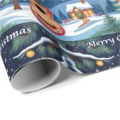 Feestelijke Ukulele Muziekinstrument Sneeuw Kerstm Cadeaupapier (Rol Hoek)