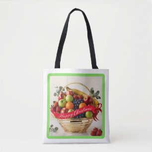 Feestelijke US Fruit Golden Basket Christmas Canva Tote Bag