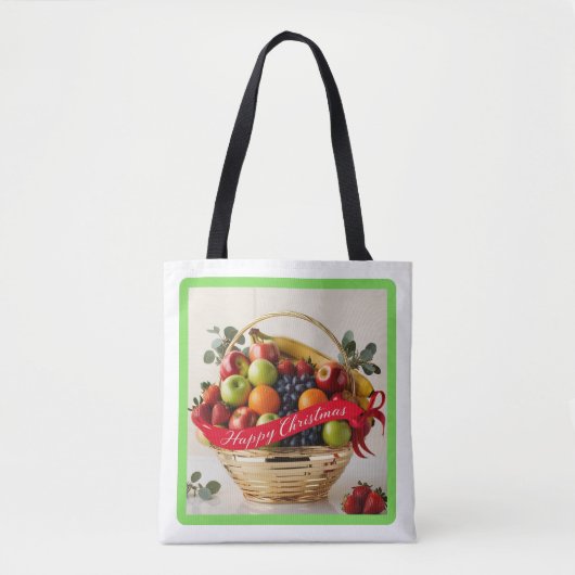 Feestelijke US Fruit Golden Basket Christmas Canva Tote Bag (Voorkant)