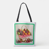 Feestelijke US Fruit Golden Basket Christmas Canva Tote Bag (Achterkant)
