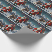 Feestelijke vader Kerstman Cadeaupapier (Hoek)