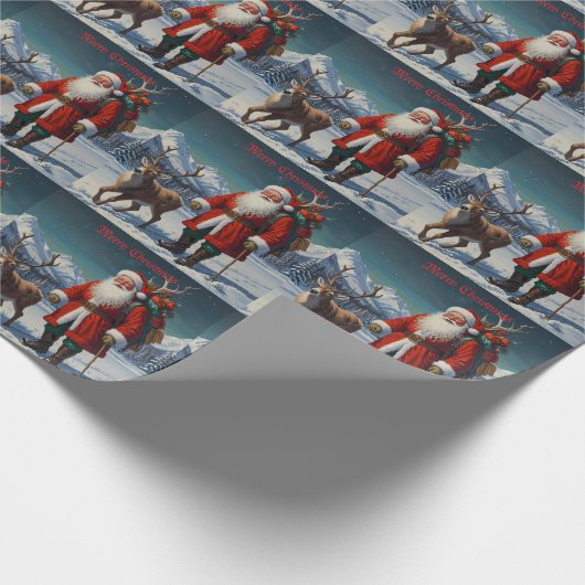 Feestelijke vader Kerstman Cadeaupapier (Hoek)