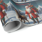 Feestelijke vader Kerstman Cadeaupapier (Rol Hoek)