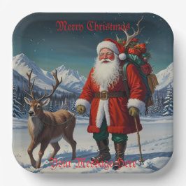 Feestelijke vader Kerstman Papieren Bordje