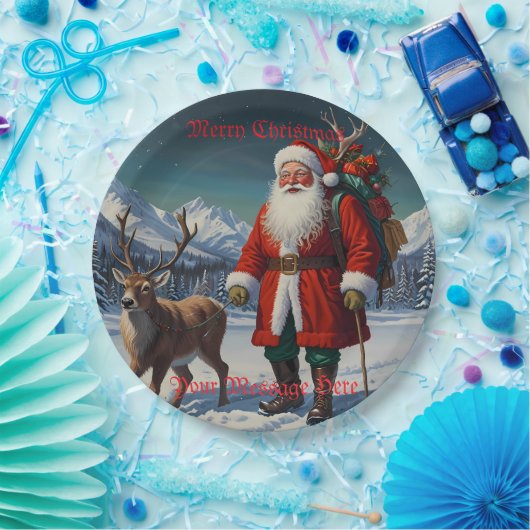 Feestelijke vader Kerstman Papieren Bordje (Feest)