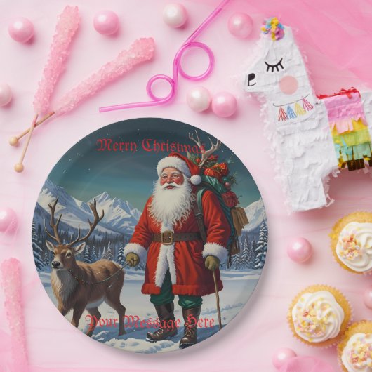 Feestelijke vader Kerstman Papieren Bordje (Feest)