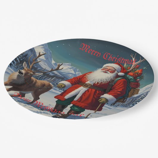 Feestelijke vader Kerstman Papieren Bordje (Gekanteld)
