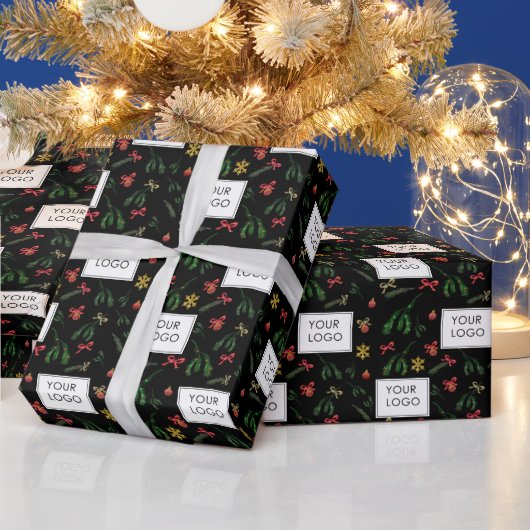 Feestelijke vakantie bedrijf Logo Branded Cadeaupapier (Feestdagen)