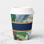 Feestelijke vakantie Botanisch Blauw & Goud Sparkl Papieren Bekers (Achterkant)