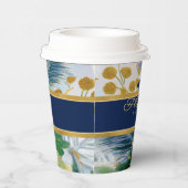 Feestelijke vakantie Botanisch Blauw & Goud Sparkl Papieren Bekers (Rechts)