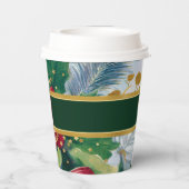 Feestelijke Vakantie Botanisch Goud Sparkle Papier Papieren Bekers (Achterkant)