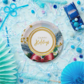 Feestelijke Vakantie Botanisch Goud Sparkle Papier Papieren Bordje (Feest)