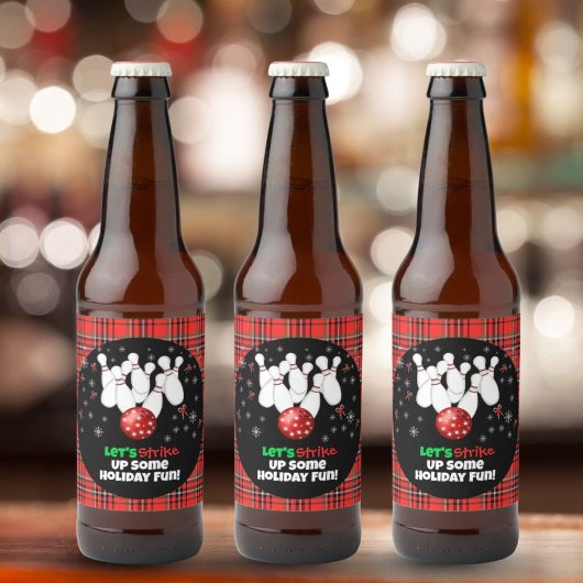 Feestelijke Vakantie Bowling Bier Etiket