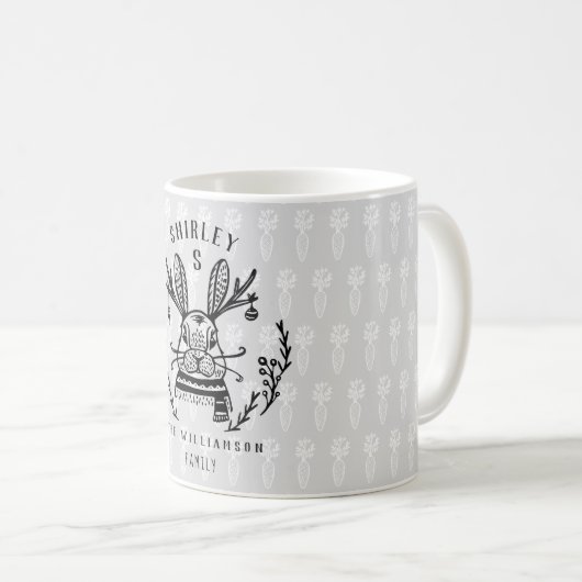 Feestelijke vakantie Bunny Etsen Familie Monogram Koffiemok (Voorkant rechts)