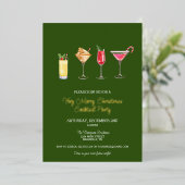 Feestelijke vakantie Cocktail Party Kerstmis Folie Uitnodiging (Staand Voorkant)
