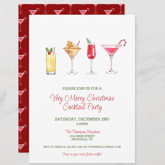 Feestelijke vakantie Cocktail Party Kerstmis Kaart