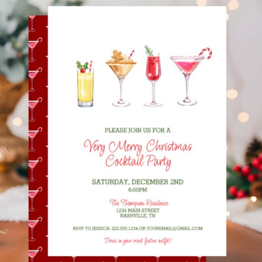 Feestelijke vakantie Cocktail Party Kerstmis Kaart