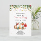 Feestelijke vakantie Cocktail Party Kerstmis Kaart (Staand voorkant)
