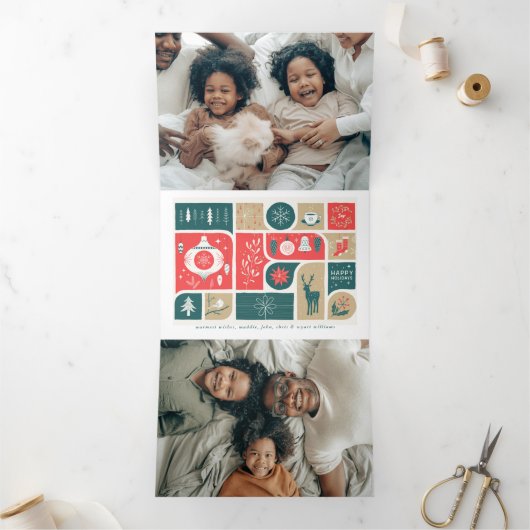Feestelijke vakantie collage drieluik wenskaart (Binnen)