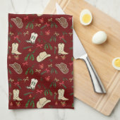 Feestelijke vakantie cowboy rodeo patroon wit theedoek (Quarter Fold)