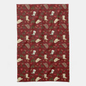 Feestelijke vakantie cowboy rodeo patroon wit theedoek (Verticaal)