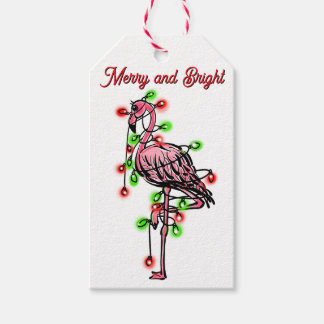 Feestelijke vakantie Flamingo rode groene Xmas-li Cadeaulabel