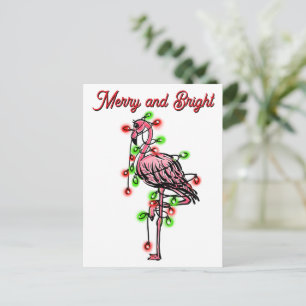 Feestelijke vakantie Flamingo  rood groen Xmas lic Briefkaart