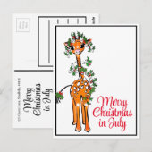 Feestelijke vakantie Giraffe Vrolijk kerstfeest in Briefkaart (Voorkant / Achterkant)