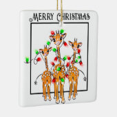 Feestelijke vakantie giraffen rood groen twinkle l keramisch ornament (Rechts)