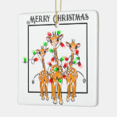 Feestelijke vakantie giraffen rood groen twinkle l keramisch ornament (Links)