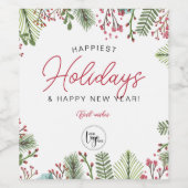 Feestelijke vakantie groen bedrijf Voeg uw Logo Wijn Etiket (Enkel label)