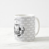 Feestelijke vakantie hond etsen familie monogram koffiemok (Voorkant rechts)