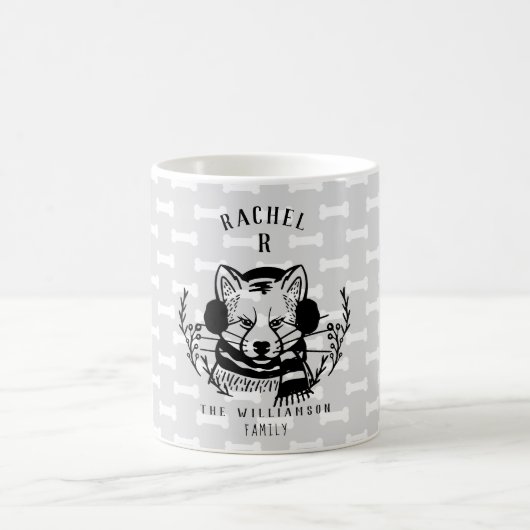 Feestelijke vakantie hond etsen familie monogram koffiemok (Center)