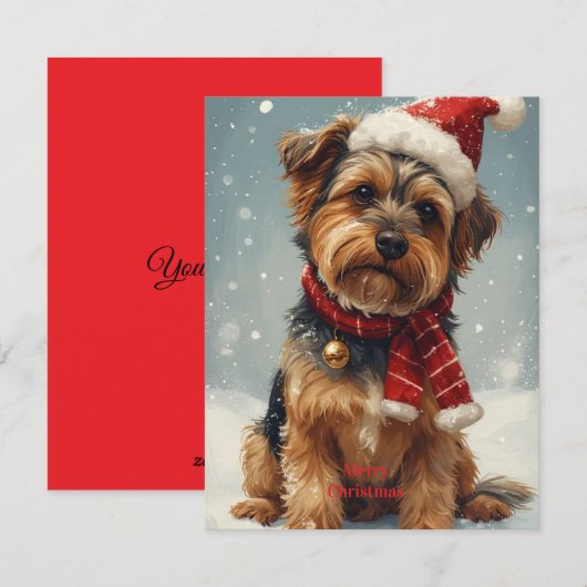 Feestelijke Vakantie Hond Flat Vakantie Kaart (Voorkant / Achterkant)